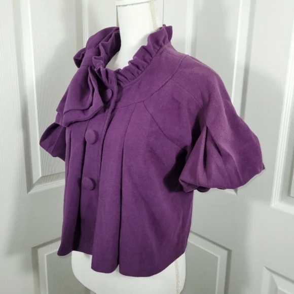 NWT Ryu Swing Coat Jacket in Purple Puff Sleeves & Big Bow Size Medium - Picture 7 of 13